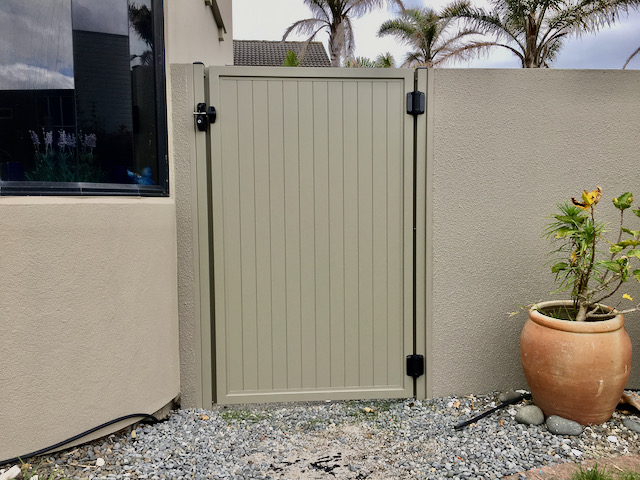 cream beige side gate for people garden fence house